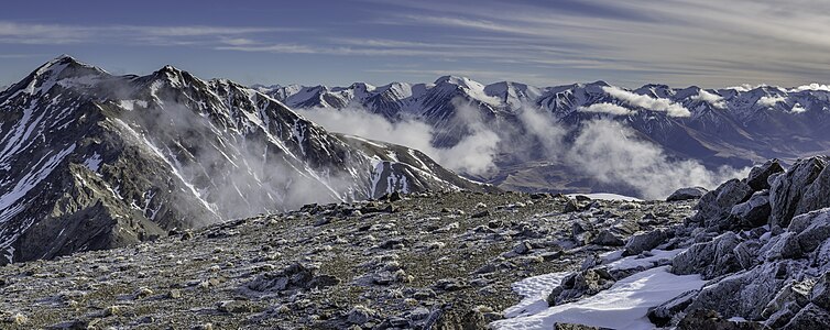 View to Castle Hill Peak from Red Peak, Torlesse Range, New Zealand