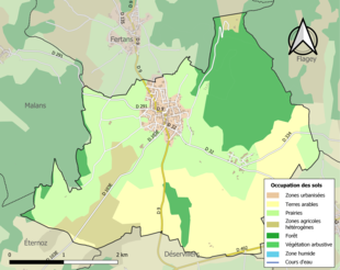 Carte en couleurs présentant l'occupation des sols.