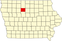 Map of Iowa highlighting Humboldt County