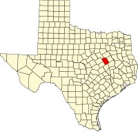 Map of Texas highlighting Limestone County