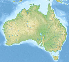 Mapa konturowa Australii, u góry znajduje się punkt z opisem „Groote Eylandt”