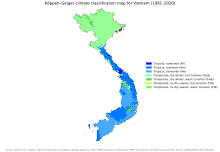 An image of the Köppen climate classification map of Vietnam