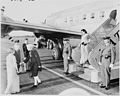 Jawaharlal Nehru, prime minister of India, dressed in churidar being received by American president Harry S. Truman upon arrival at the National Airport, Washington DC, October 1949