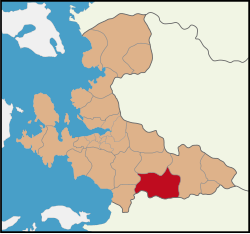 Location of Tire within İzmir Province.