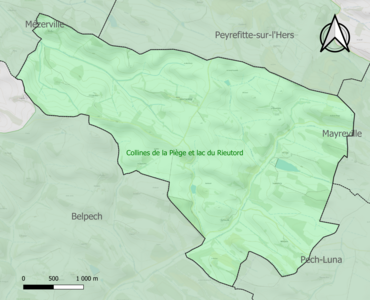 Carte de la ZNIEFF de type 1 sur la commune.