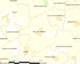 Mapa obce Izel-lès-Hameau