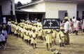 Pupils from Bagyeli boarding school, following the principles of ORA (Observer, Réfléchir, Agir) of the Foyer Notre Dame de la Forêt (Bagyeli pygmies), Bipindi, 1997