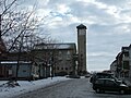 Torvgata street, with the city hall in the upper left Torvgata, med Rådhuset og Solparken i bakgrunnen