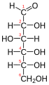 La projecció de Fischer de la forma oberta de la D-glucosa