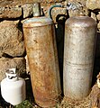 A few pressure tanks, here used to hold propane.