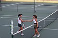 Shaking hands at the end of the match