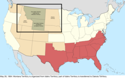 Map of the change to the United States in central North America on May 26, 1864