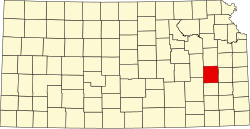 Coffey County na mapě Kansasu