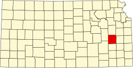 Locatie van Coffey County in Kansas