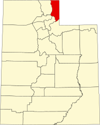 Map of Utah highlighting Rich County