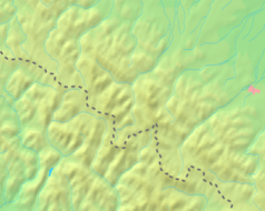 Mapa konturowa Gorganów, po lewej znajduje się czarny trójkącik z opisem „Gorgan Wyszkowski”