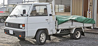 Second facelift Mitsubishi Delica pickup (Japan) with double rear tires intended for heavier payload duty