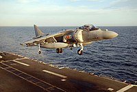 AV-8B Harrier landing aboard Principe de Asturias