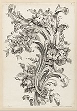 Disegno a fiori e foglie d'acanto di Alexis Peyrotte (1750)