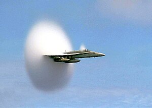 U.S. F/A-18 Hornet breaking the sound barrier