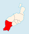 Map showing Yaiza in Lanzarote