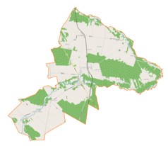 Mapa konturowa gminy Popów, u góry znajduje się punkt z opisem „Więcki”