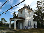 An elaborate gas station built in 1929 next to the Ellwood Oil Field in Goleta, California