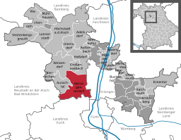 Läget för Herzogenaurach i Landkreis Erlangen-Höchstadt