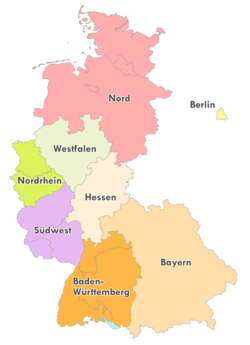 Geografische Einteilung der Oberligen zur Saison 1985/86