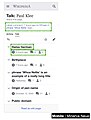 An annotated mockup showing the proposed design for the mobile wikitext talk pages landing page view.