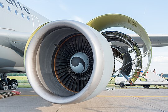 German Air Force/Luftwaffe Airbus A310-304 MRTT “August Euler” (reg. 10+27, cn 523) General Electric CF6-80C2 engine at ILA Berlin Air Show 2016.