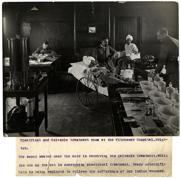 File:Electrical and Galvanic treatment room at the Kitchener Hospital, Brighton. Photographer- H. D. Girdwood. (13876203644).jpg