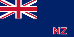 Die vlag van Nieu-Seeland, 1867–1869. Ook gebruik as vlootvaandel in 1867