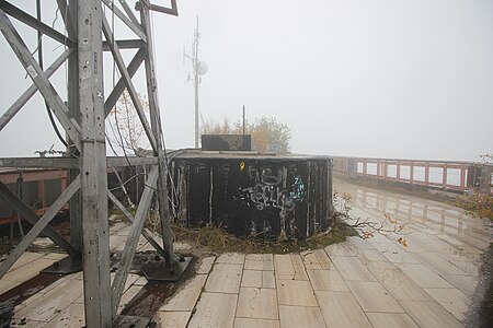 Observation deck with graffiti