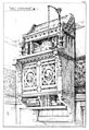 Bruce J. Talbert, Gothic Forms Applied to Furniture (1873), plate 12. The cabinet's shelf and "roof" are related to this illustration.