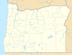 Mapa konturowa Oregonu, u góry po lewej znajduje się punkt z opisem „Tualatin”