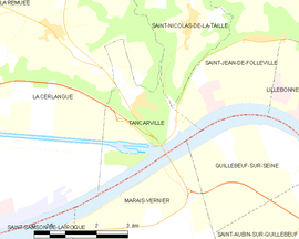 Mapa obce Tancarville