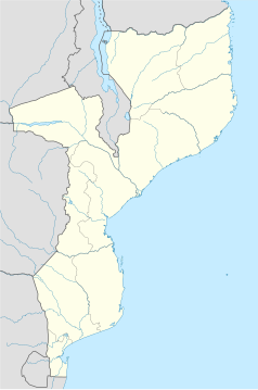 Mapa konturowa Mozambiku, blisko prawej krawędzi u góry znajduje się punkt z opisem „Nacala”