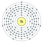 Electron shells of tennessine (2, 8, 18, 32, 32, 18, 7 (predicted))