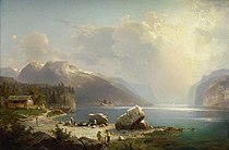 Franz Richard Unterberger: «Am Hardanger Fjord in Norwegen», olje på lerret