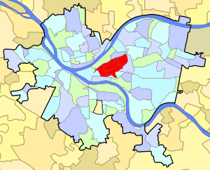 Location of the Hill District neighborhoods within the City of Pittsburgh