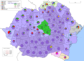 Image 12Ethnic map of Greater Romania according to the 1930 census. Sizeable ethnic minorities put Romania at odds with Hungary, Bulgaria, and the Soviet Union throughout the interwar period. (from History of Romania)