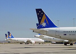 Vliegtuigen van Ansett op Melbourne Airport, na het faillissement in 2001