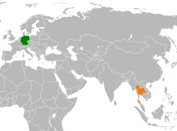 Map indicating location of เยอรมนี and ไทย