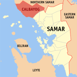 Mapa ning Samar ampong Calbayog ilage