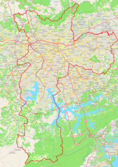 Mapa konturowa São Paulo, blisko centrum u góry znajduje się punkt z opisem „Avenida Paulista”