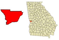 Location in Muscogee County and the state of جورجیا ایالتی