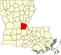 Map of Louisiana highlighting Avoyelles Parish