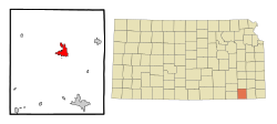 Location within Montgomery County and Kansas