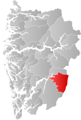 Lage der Kommune in der Provinz Vestland